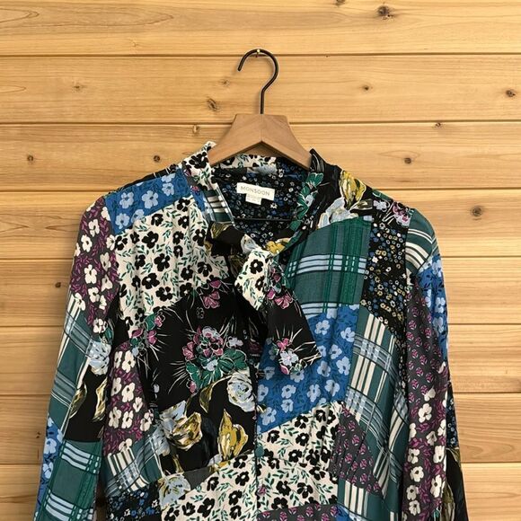 Monsoon Size 8 Bette Patch Print Long Sleeve Button Front Shirt Dress - Picture 4 of 15